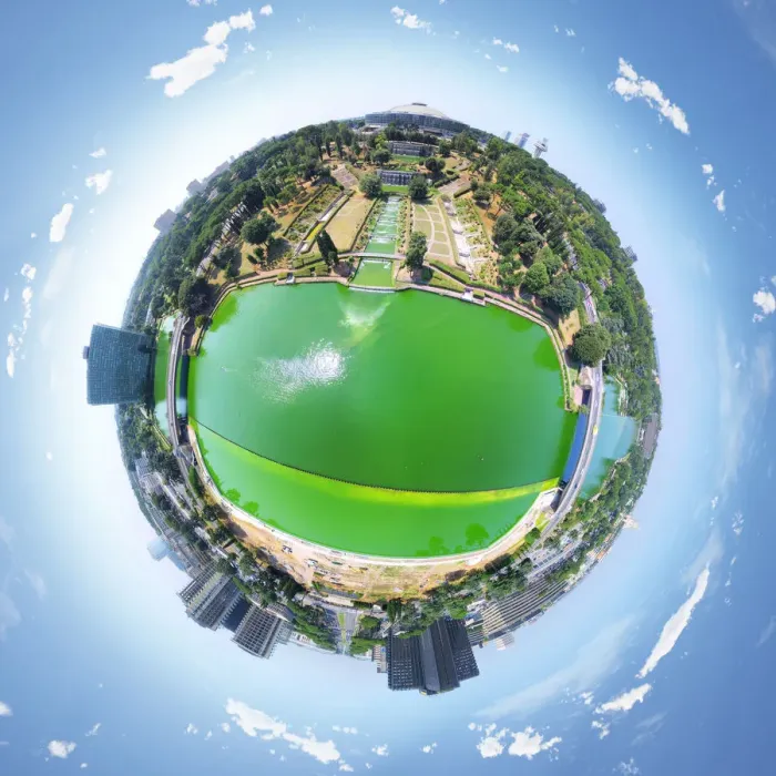 Framed Print : 360A Little Planet of Lago dell EUR, Italy Framed Print : 360A Little Planet of Lago dell EUR, Italy
