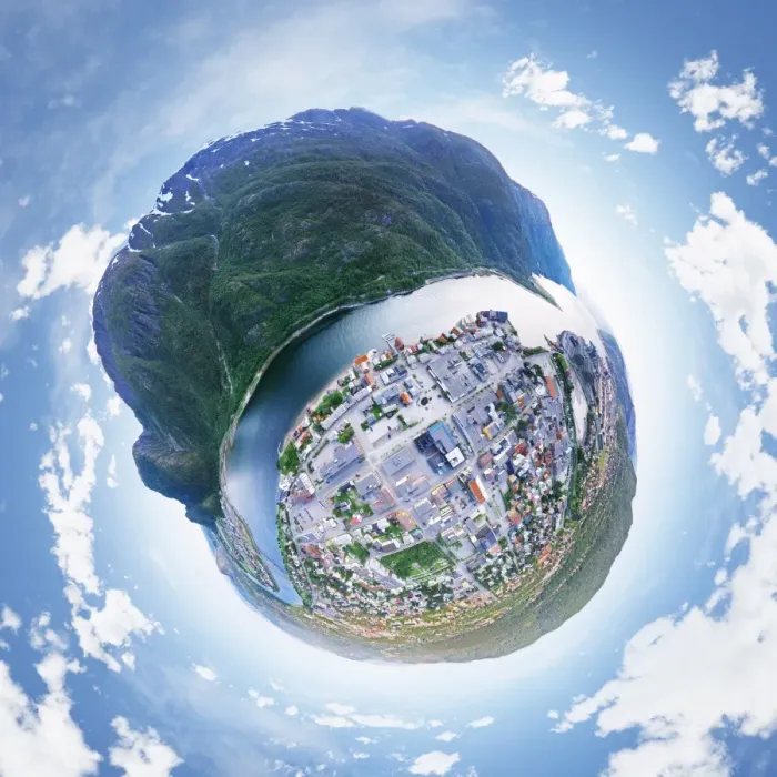Framed Print : 360A Little Planet of Mosjoen, Norway Framed Print : 360A Little Planet of Mosjoen, Norway