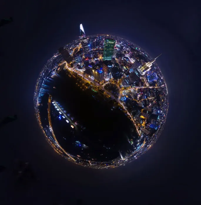 Framed Print : 360A Panoramic View of Saigon at Night, Vietnam Framed Print : 360A Panoramic View of Saigon at Night, Vietnam