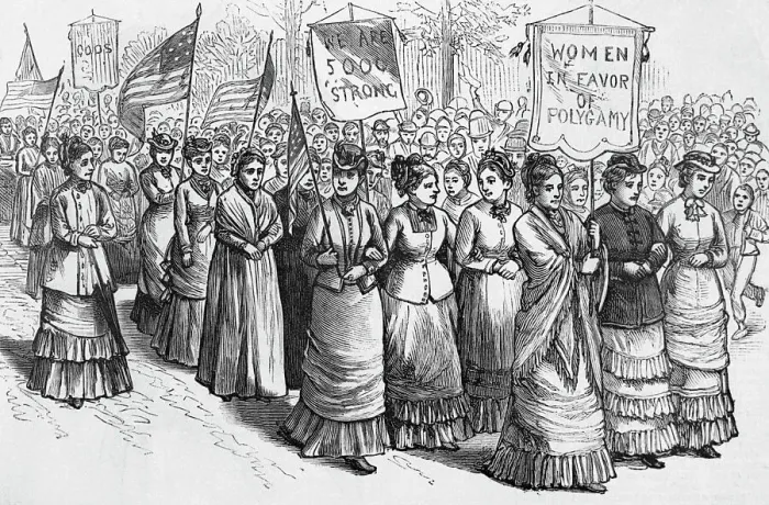 Framed Print : 400 Mormon Women On Parade; Sign Carryin Framed Print : 400 Mormon Women On Parade; Sign Carryin