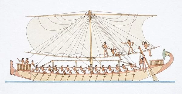 4000 BC ancient egyptian sailing boat, side view