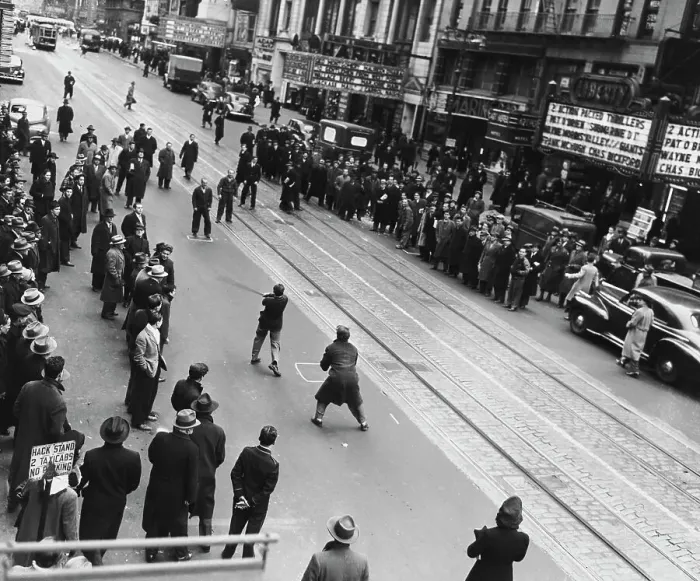 Framed Print : 42nd Street Stickball