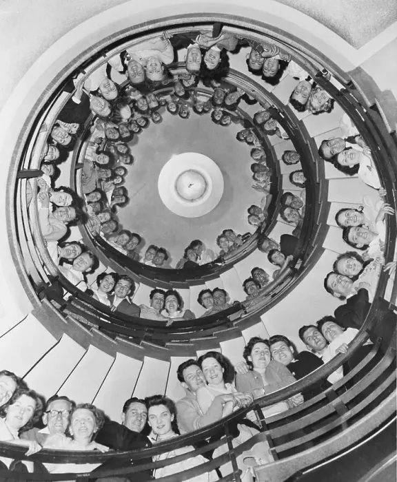 Framed Print : 49 Pairs Of Honeymooners On Staircase Framed Print : 49 Pairs Of Honeymooners On Staircase