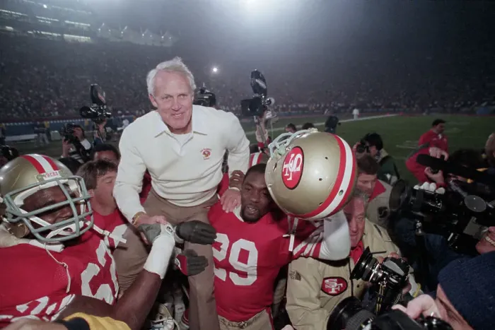 Framed Print : 49ers Carrying Coach After Super Bowl
