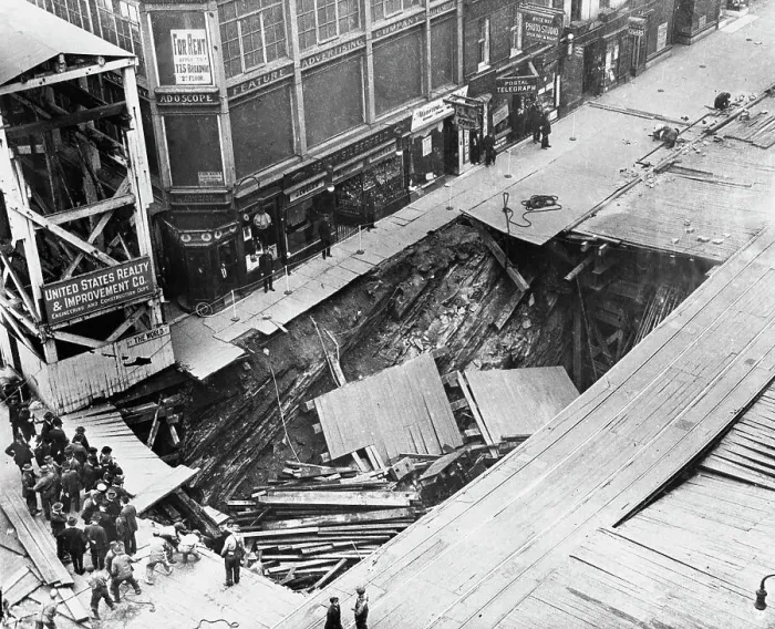Framed Print : 4th Avenue Subway Construction Collapse, 1915 Framed Print : 4th Avenue Subway Construction Collapse, 1915