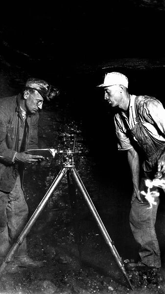 521, adults, antique, black & white, caucasian, co-worker, coal mine, cropped, full-length