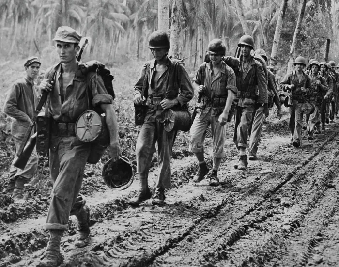 Framed Print : 77th Infantry Division Marching - Guam
