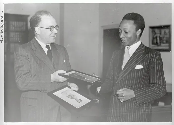 Framed Print : A. C. Jones Handing Portrait to The Kabaka of Buganda Framed Print : A. C. Jones Handing Portrait to The Kabaka of Buganda
