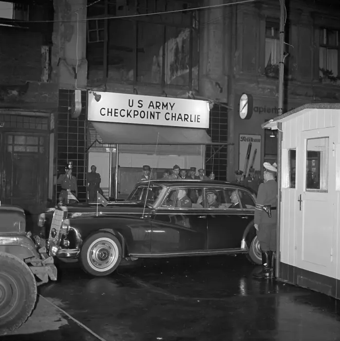 Framed Print : A. Watson In Car At Checpoint Charlie Framed Print : A. Watson In Car At Checpoint Charlie