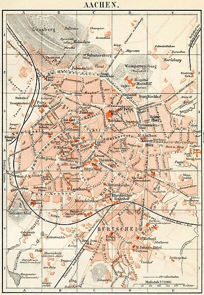 Aachen city map 1895