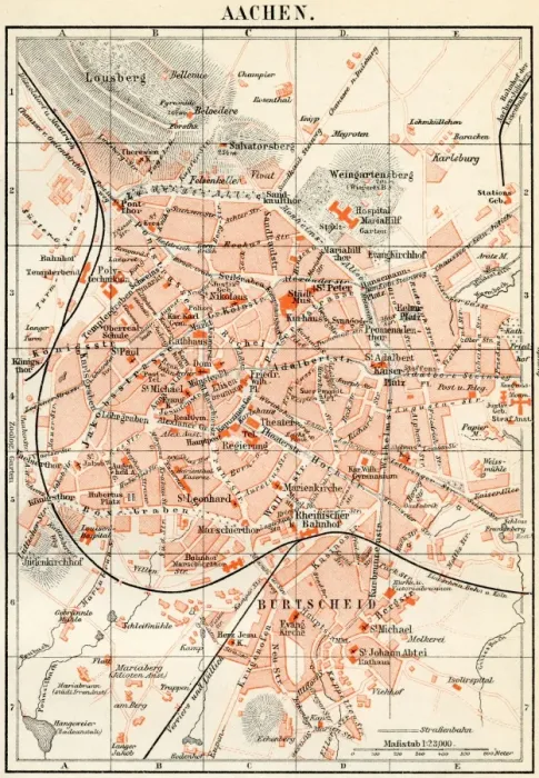 Framed Print : Aachen city map 1895 Framed Print : Aachen city map 1895