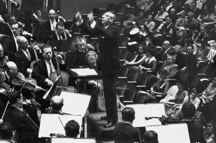 Framed Print : Aaron Copland Conducting Orchestra Framed Print : Aaron Copland Conducting Orchestra