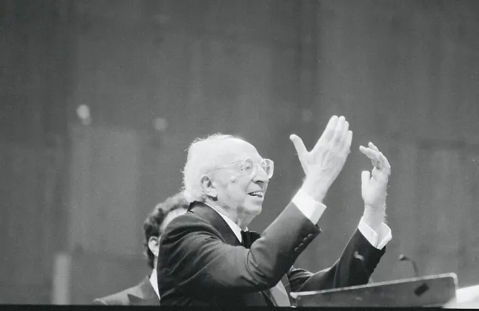 Framed Print : Aaron Copland Raising His Hands Framed Print : Aaron Copland Raising His Hands