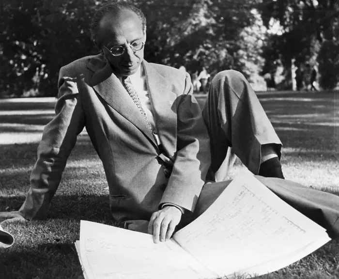 Framed Print : Aaron Copland Studying Musical Score Framed Print : Aaron Copland Studying Musical Score