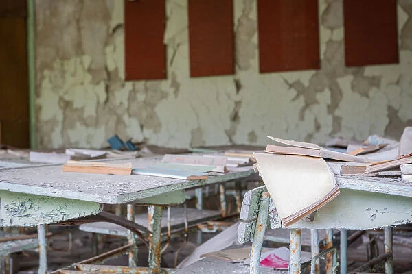 Abandoned classroom in the gosth city of Pripyat