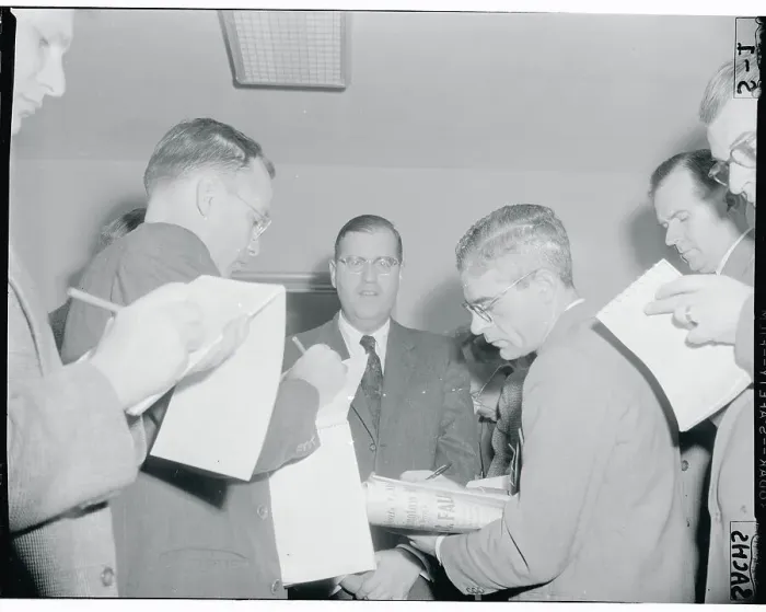 Framed Print : Abba Eban Speaking to Press Framed Print : Abba Eban Speaking to Press