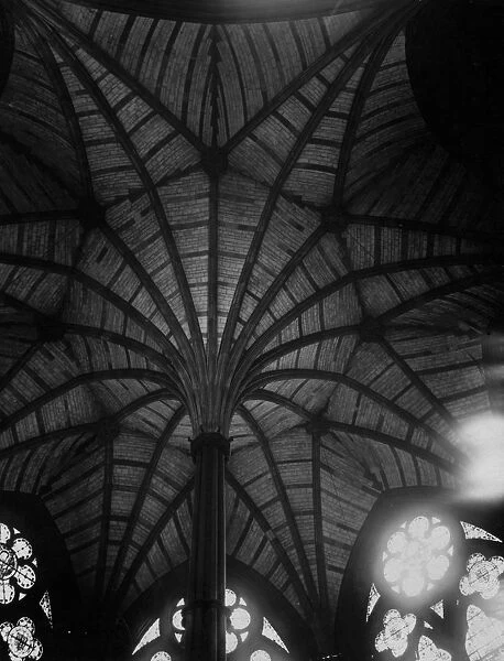 Abbey Ceiling. circa 1940: The fine fan vaulting on the ceiling of Westminster