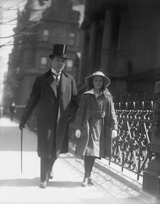 Framed Print : Abby Rockefeller Strolling Down a Street with Her Father Framed Print : Abby Rockefeller Strolling Down a Street with Her Father