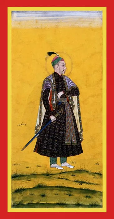 Framed Print : Abdullah Quṭb Shah in a dark patterned tunic Framed Print : Abdullah Quṭb Shah in a dark patterned tunic
