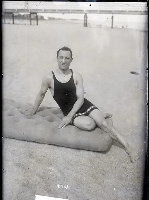 Framed Print : Abe Attell, Boxer, On Cushion On Beach Framed Print : Abe Attell, Boxer, On Cushion On Beach