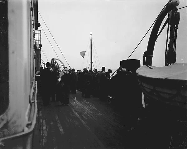 Aboard Lusitania. December 1911: Passengers on board British Cunard liner Lusitania