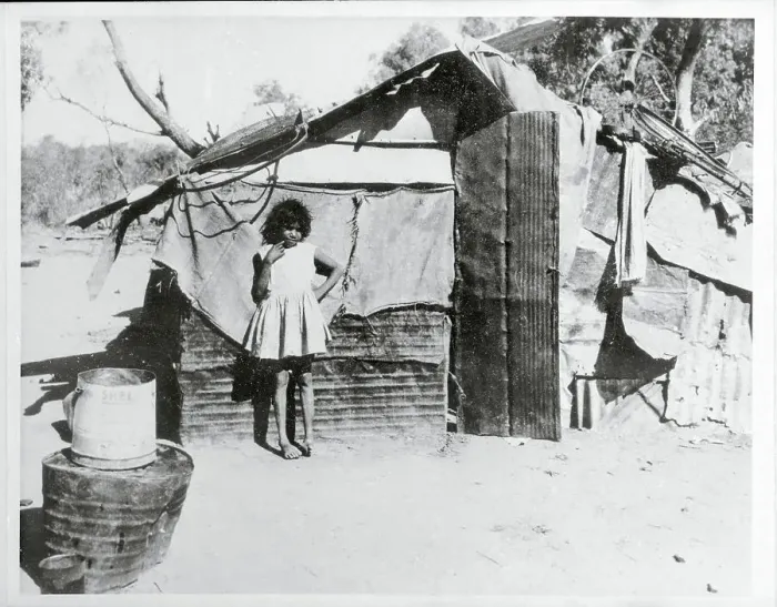 Framed Print : Aborigine in front of Dwelling Framed Print : Aborigine in front of Dwelling