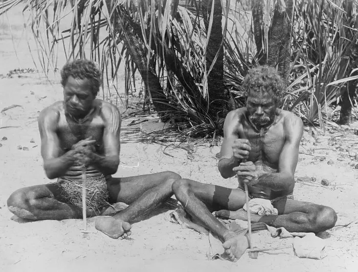 Framed Print : Aborigine Men of Australia Making Fire Framed Print : Aborigine Men of Australia Making Fire