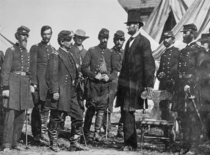 Framed Print : Abraham Lincoln at Antietam During Civil War Framed Print : Abraham Lincoln at Antietam During Civil War