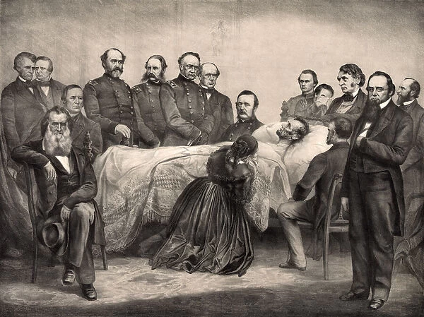 Abraham Lincoln on His Deathbed Surrounded by Mourners