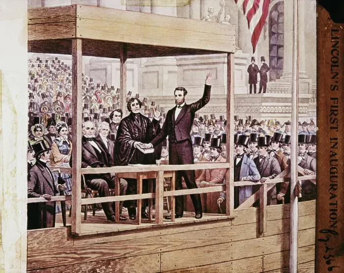 Framed Print : Abraham Lincoln Taking Oath Framed Print : Abraham Lincoln Taking Oath