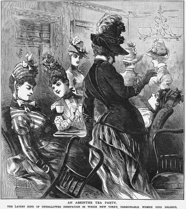 Framed Print : An Absinthe Tea Party Newspaper Illustration Framed Print : An Absinthe Tea Party Newspaper Illustration