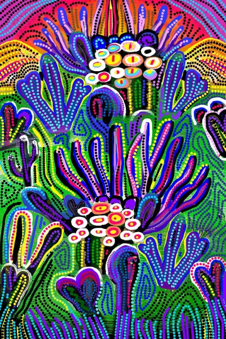 Framed Print : Absract Landscape Desert Garden and flowering cactus Framed Print : Absract Landscape Desert Garden and flowering cactus