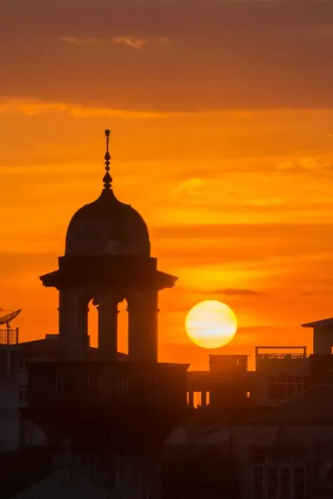 Framed Print : Abstract background of Silhouette Mosque with sunset in the evening in yangon, myanmar