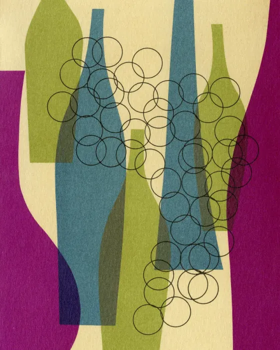 Framed Print : Abstract Bottles and Grapes Framed Print : Abstract Bottles and Grapes