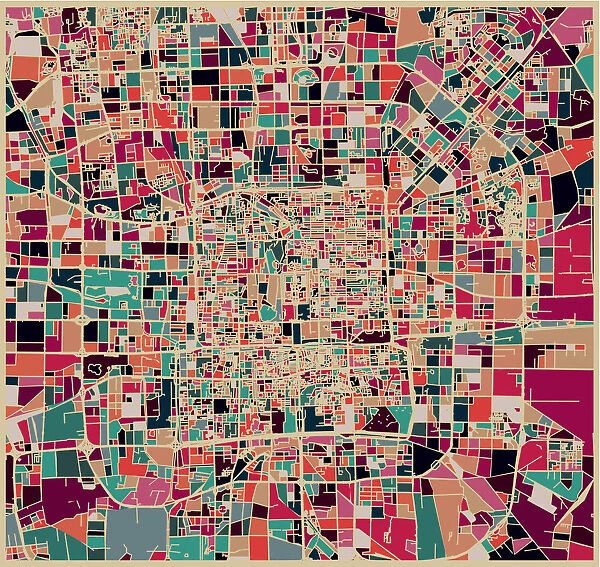 abstract color lump pattern, art map of Beijing city