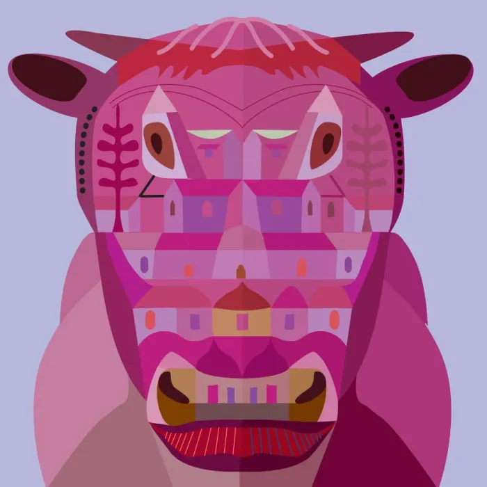 Framed Print : Abstract Cow from Frontal Head View Framed Print : Abstract Cow from Frontal Head View