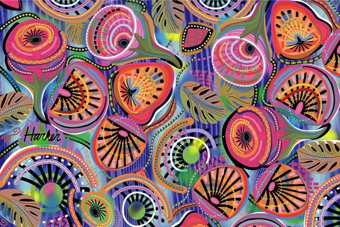 Framed Print : Abstract Floral Style All-over Illustration Pattern
