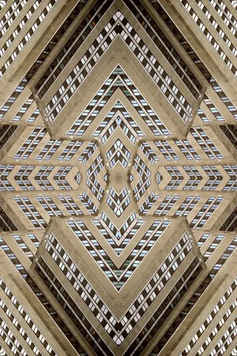 Framed Print : Abstract image: kaleidoscopic image of the facade of the Empire State Building tower in Framed Print : Abstract image: kaleidoscopic image of the facade of the Empire State Building tower in