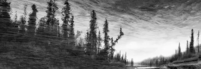 Framed Print : Abstract painterly stlye, reflection on water, Jasper National Park Framed Print : Abstract painterly stlye, reflection on water, Jasper National Park