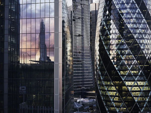 Abstract view of London skyscrapers