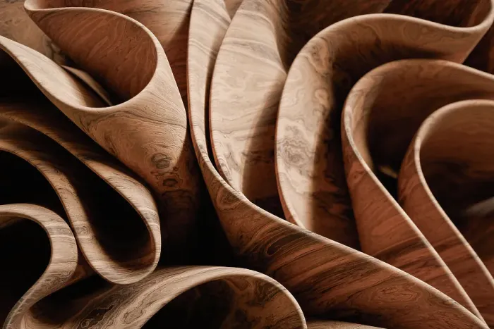 Framed Print : Abstract Wooden Curves and Swirls Artistic Background