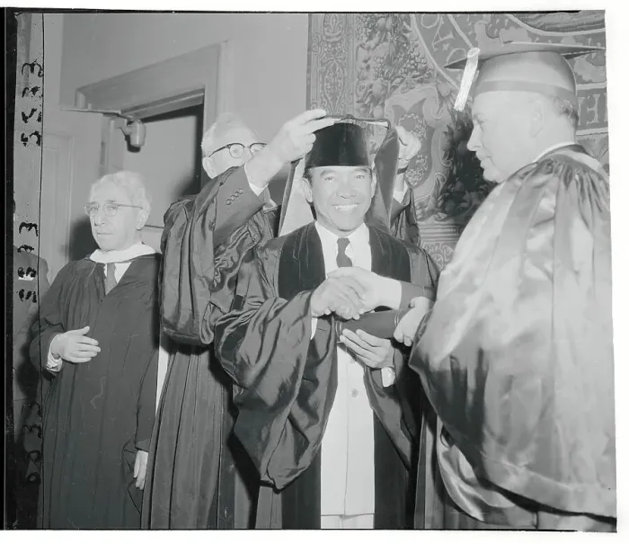 Framed Print : Achmed Sukarno Receiving an Honorary Hood Framed Print : Achmed Sukarno Receiving an Honorary Hood
