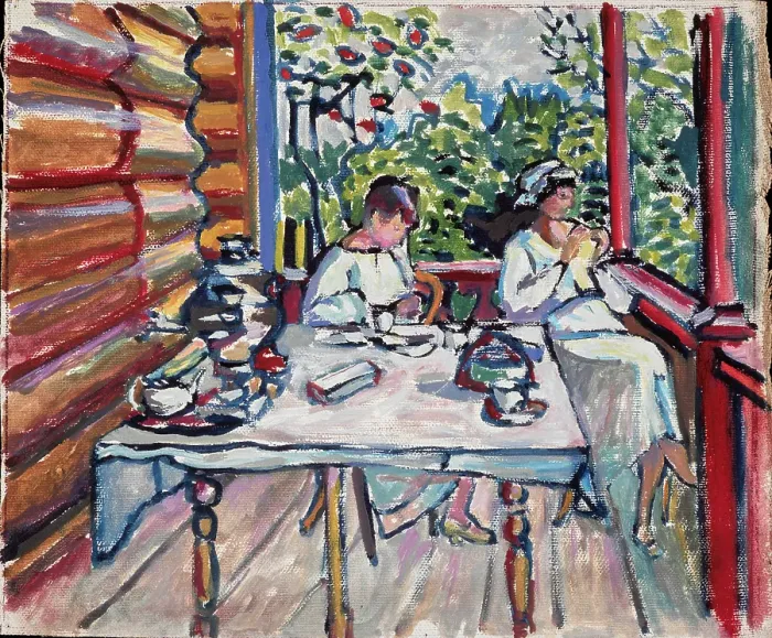 Framed Print : Achtyrka. Nina And Tatiana On The Veranda Framed Print : Achtyrka. Nina And Tatiana On The Veranda