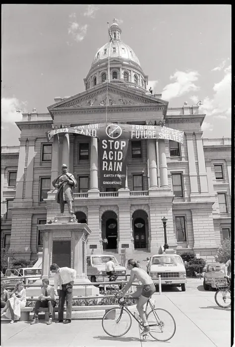 Framed Print : Acid Rain Banner On State Capitol Bldg Framed Print : Acid Rain Banner On State Capitol Bldg
