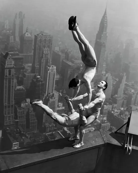Framed Print : Acrobats Performing on the Empire State Building Framed Print : Acrobats Performing on the Empire State Building