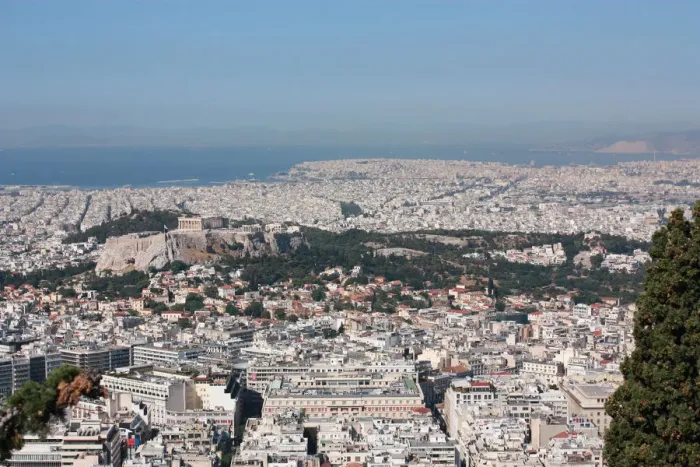Framed Print : Acropolis from Lycavittos Hill in Athens