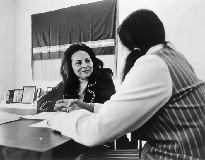 Framed Print : Activist LaDonna Harris with Unidentified Native American Girl