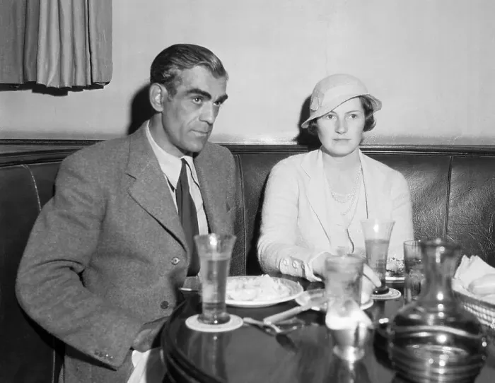 Framed Print : Actor Boris Karloff and His Wife at Brown Derby Framed Print : Actor Boris Karloff and His Wife at Brown Derby
