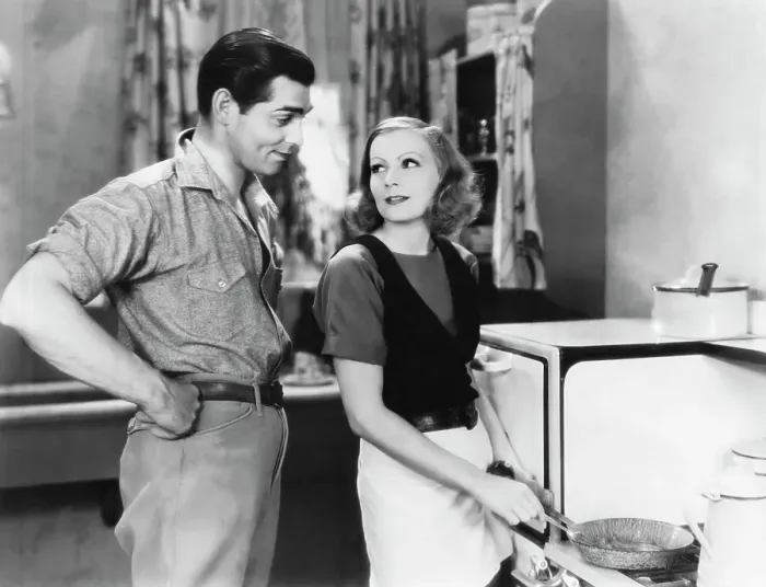 Framed Print : Actor Clark Gable and Actress Greta Garbo in Movie Scene