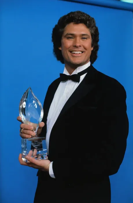 Framed Print : Actor David Hasselhoff Posing with Award Framed Print : Actor David Hasselhoff Posing with Award